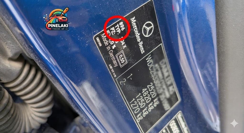 визуальная наклейка с кодом краски